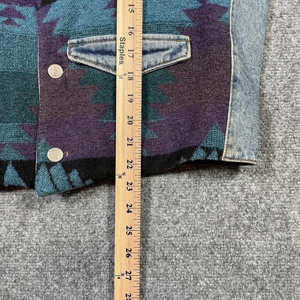New River Co. Woven Vest Mens M Multicolor Southwestern Denim Back Made in USA